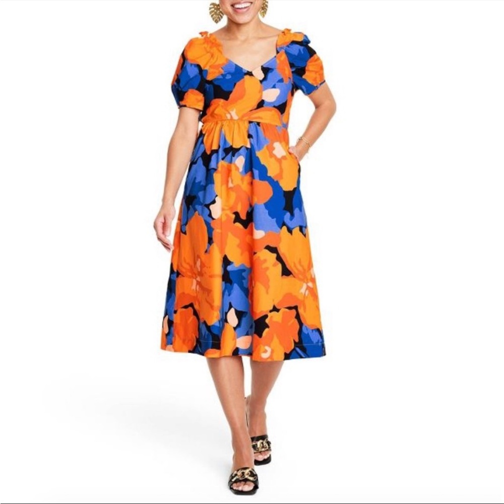 Tabitha Brown x Target Puff Sleeve Printed Mid Dress